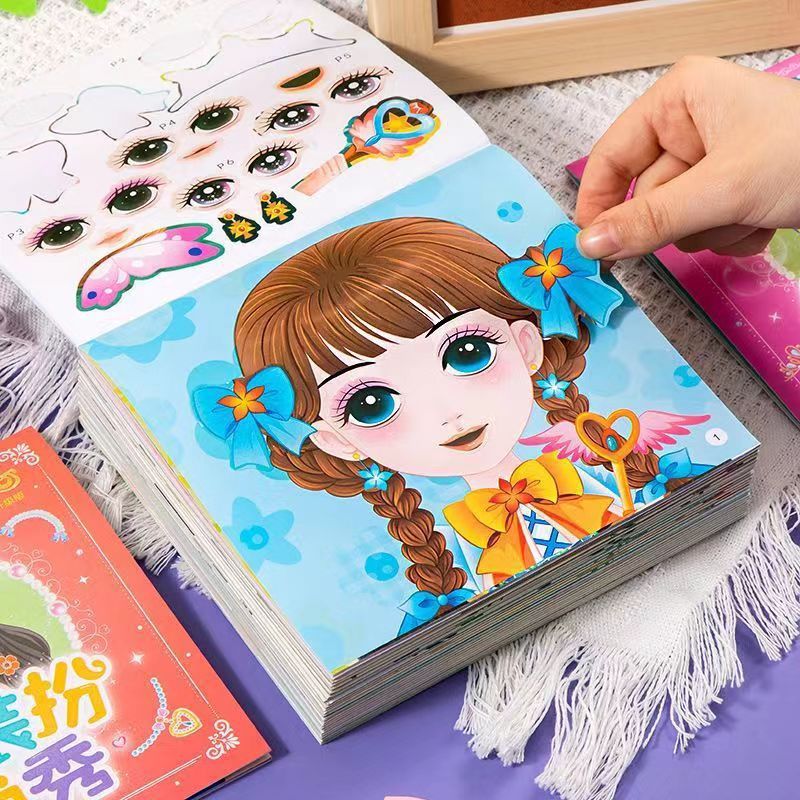 Beauty Makeup Book - Prinsessen verkleed-stickerboek speelgoed, puzzel voor meisjes