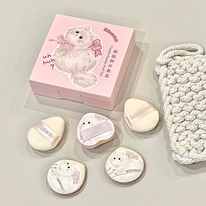 Beauty Makeup Box - 5-delige schattige mini vingerpuff set met