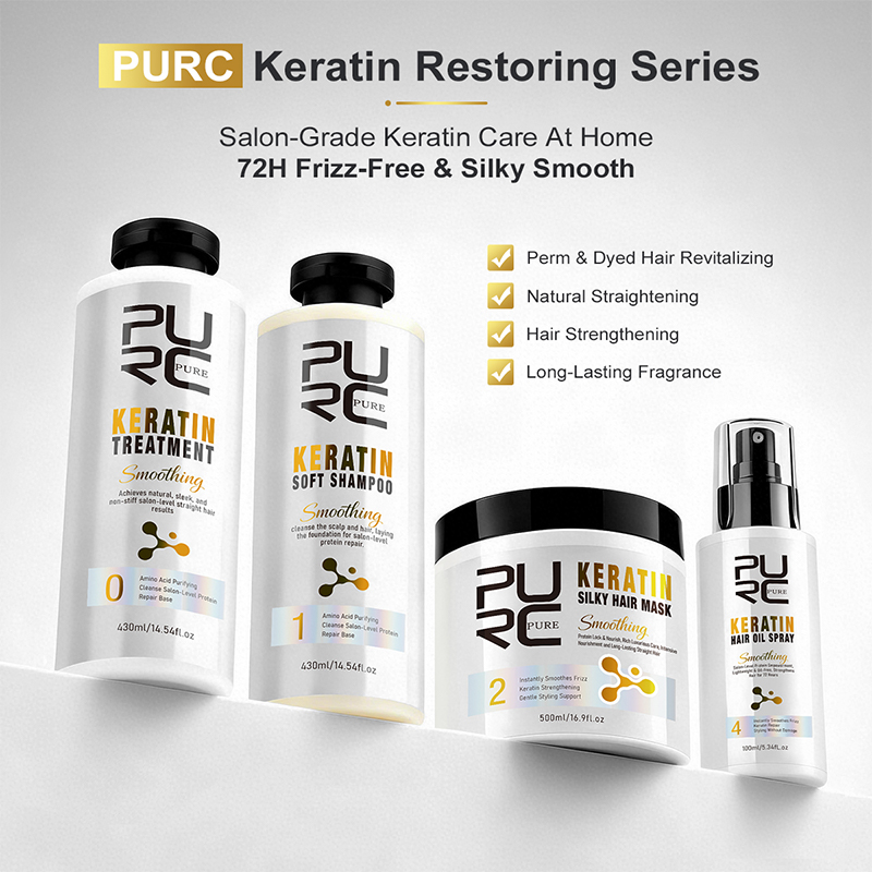 Hair Straightener - PURC Keratinebehandeling Haarverzorgingsset Rechttrekkingsshampoo Haarmasker Gladmakende