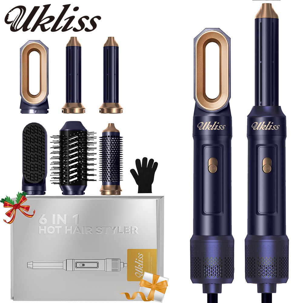 Hair Straightener - UKLISS 6-in-1 föhn Multistyler, heteluchtborstel voor