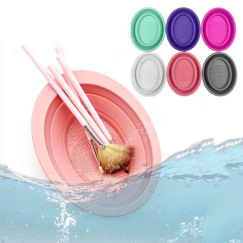 Beauty Makeup Box - Zachte siliconen make-upborstelreiniger Opvouwbare poederdons Reinigingskom