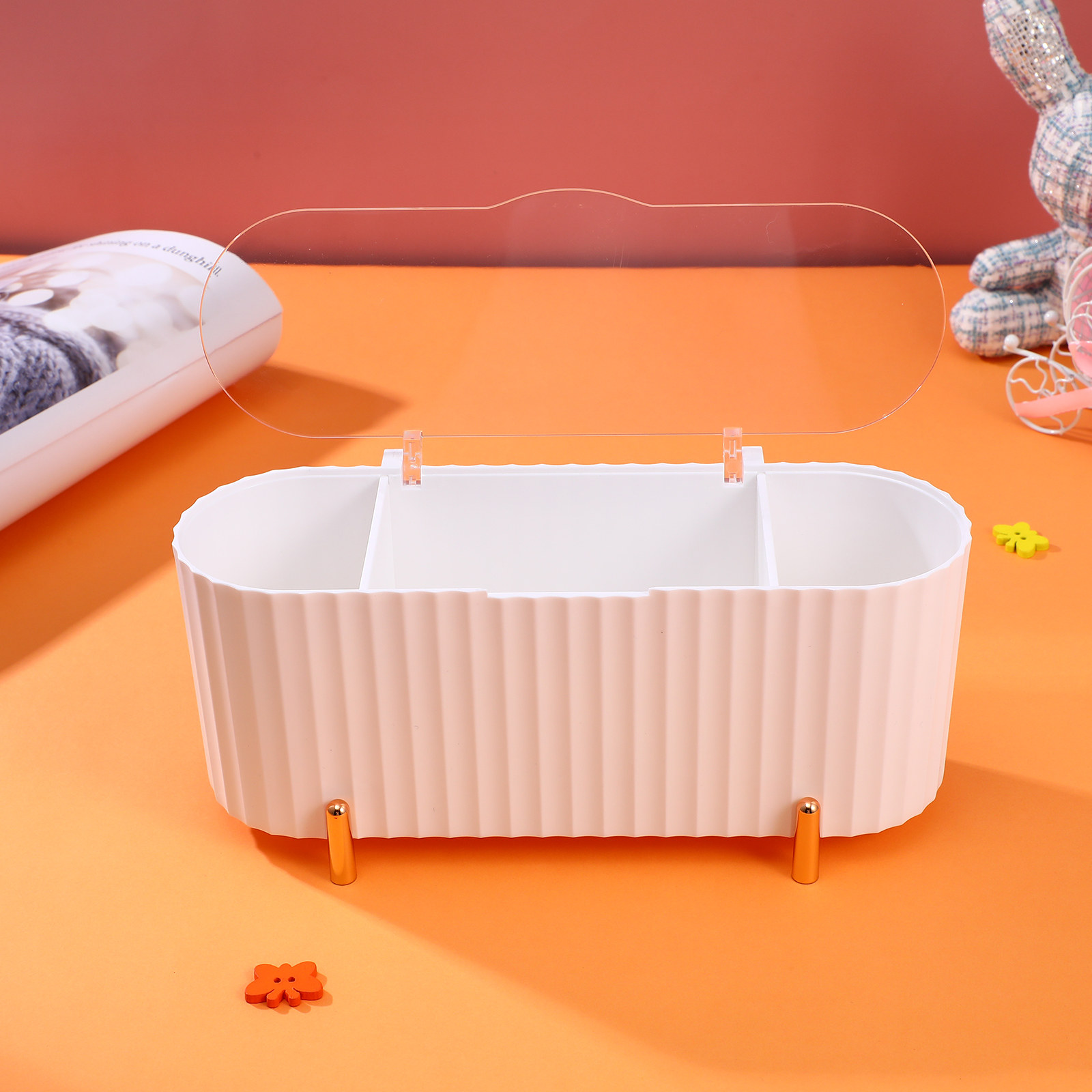 Beauty Makeup Box - 2 stuks opbergdoos met 3 vakken,